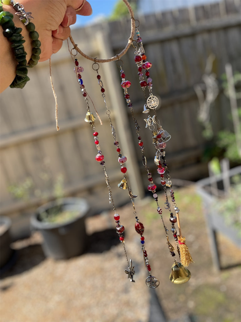 Custom Witch Bell Chimes - Maroon & Red Theme