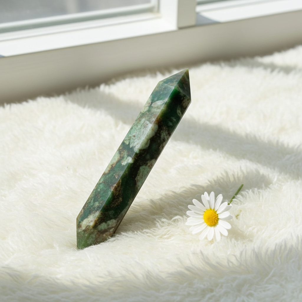 Rainforest Jasper Double Terminated Wand – 95mm Healing Crystal for Grounding & Transformation - Connie’s Crystals 
