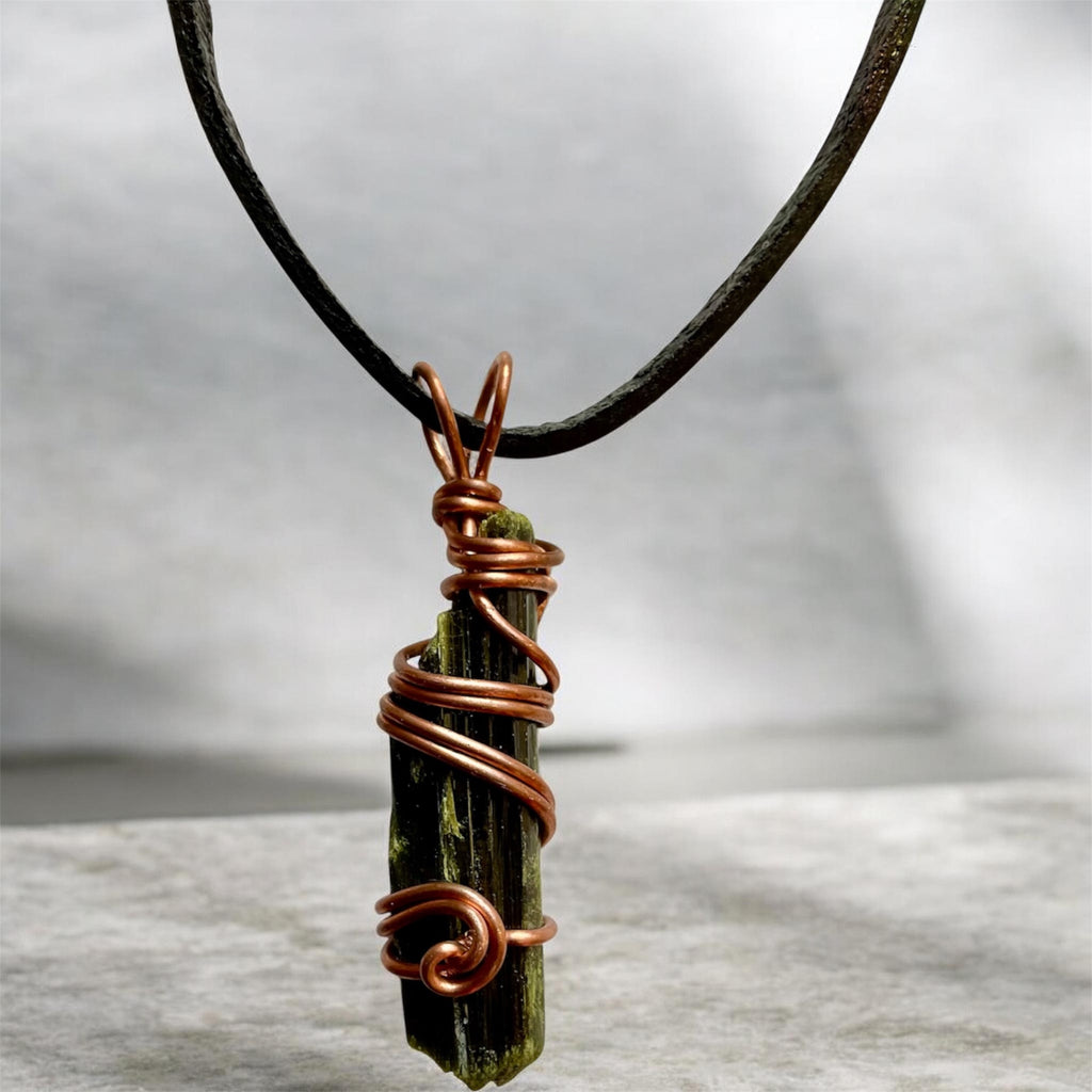 Black Tourmaline & Epidote in Black Tourmaline Pendants