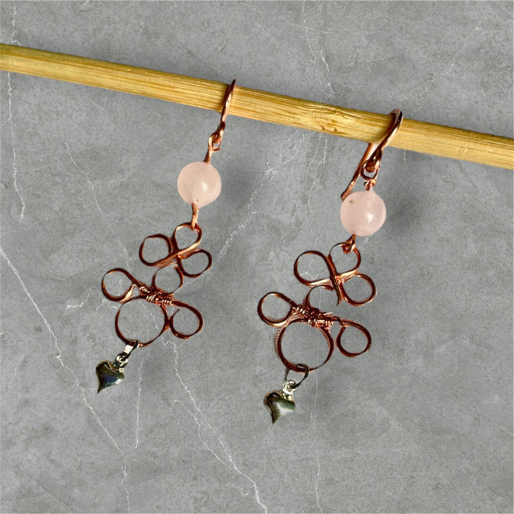 Dangle Earrings-Aquamarine & Rose Quartz