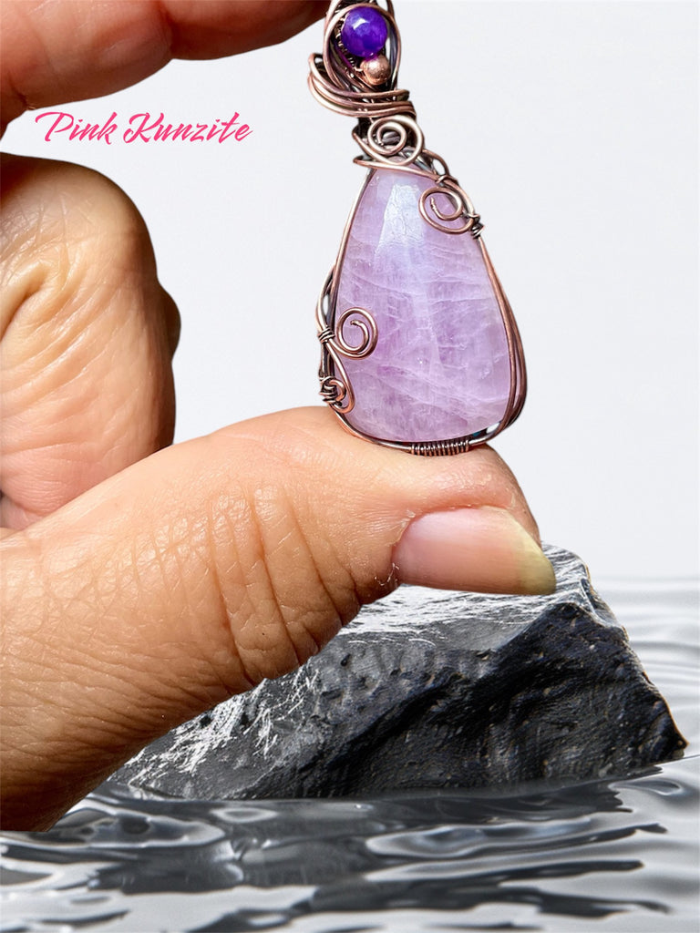 Kunzite Pendant With Amethyst Accent