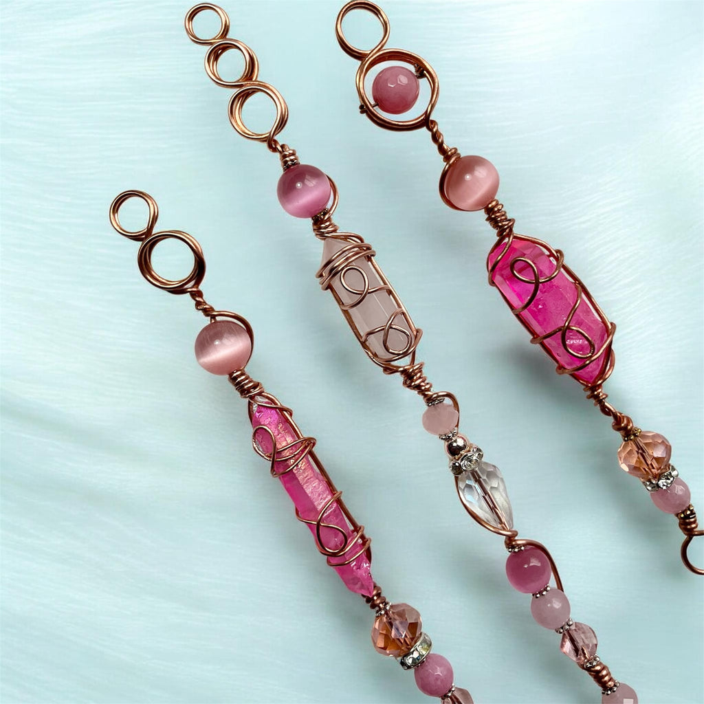 Pink Aura Quartz and Rose Quartz Wands