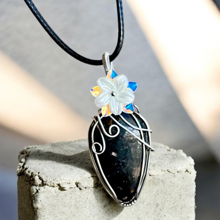 Nuummite Pendant | Sterling Silver & Silver Filled Wire - Connie’s Crystals 