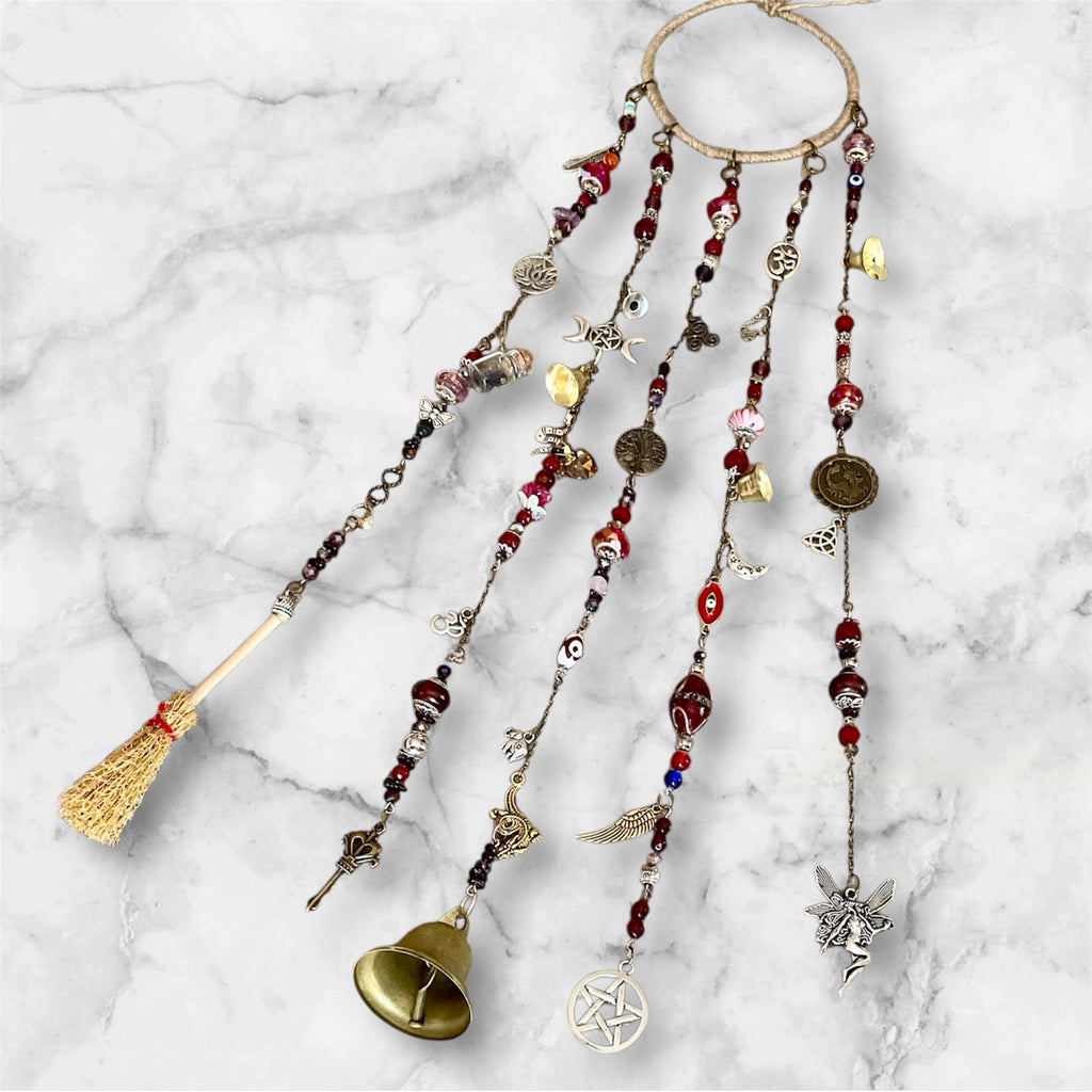 Custom Witch Bell Chimes - Maroon & Red Theme
