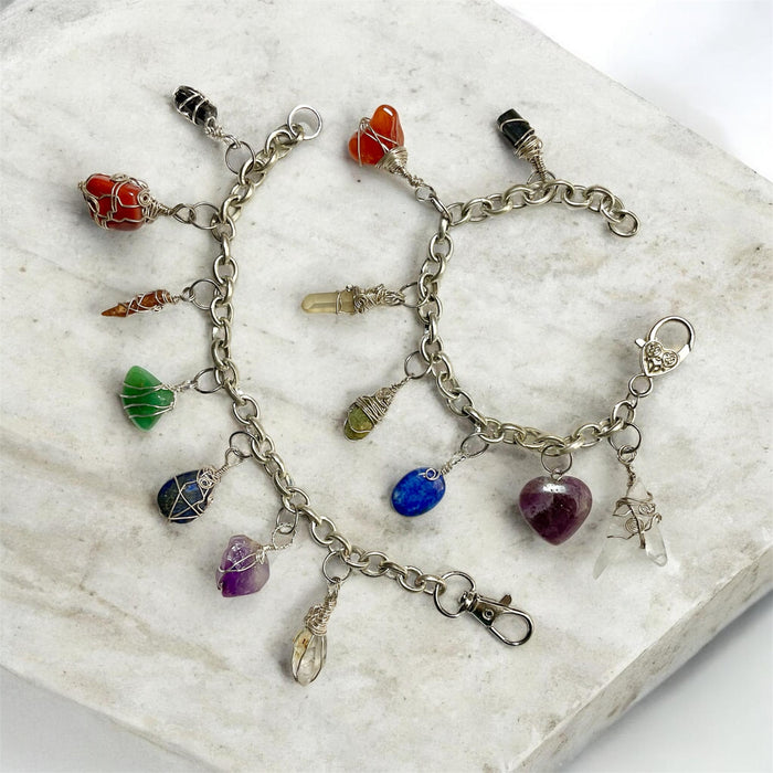 Chakra Wire Wrapped Gemstone Charm Bracelets - Connie’s Crystals 