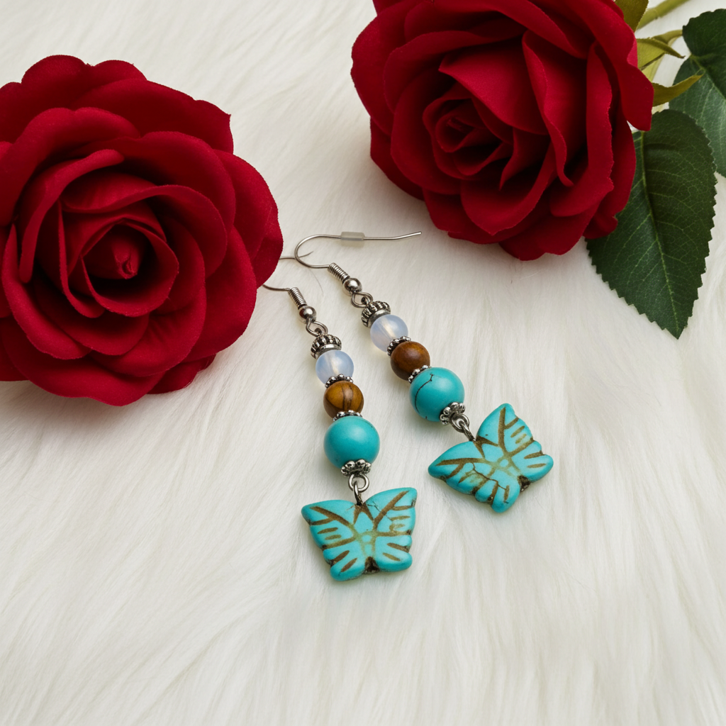 Howlite Butterfly Earrings - Connie’s Crystals 