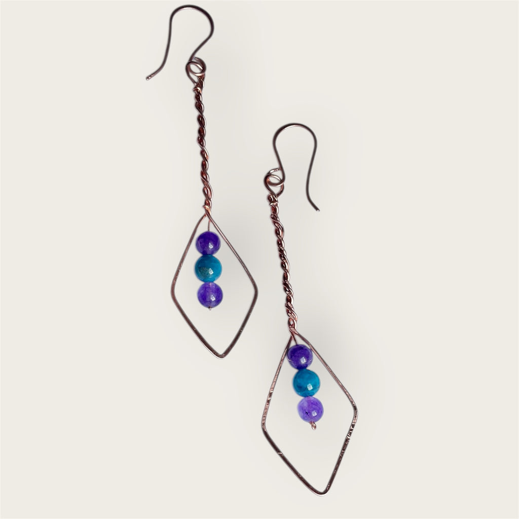Amethyst and Apatite Drop Earrings