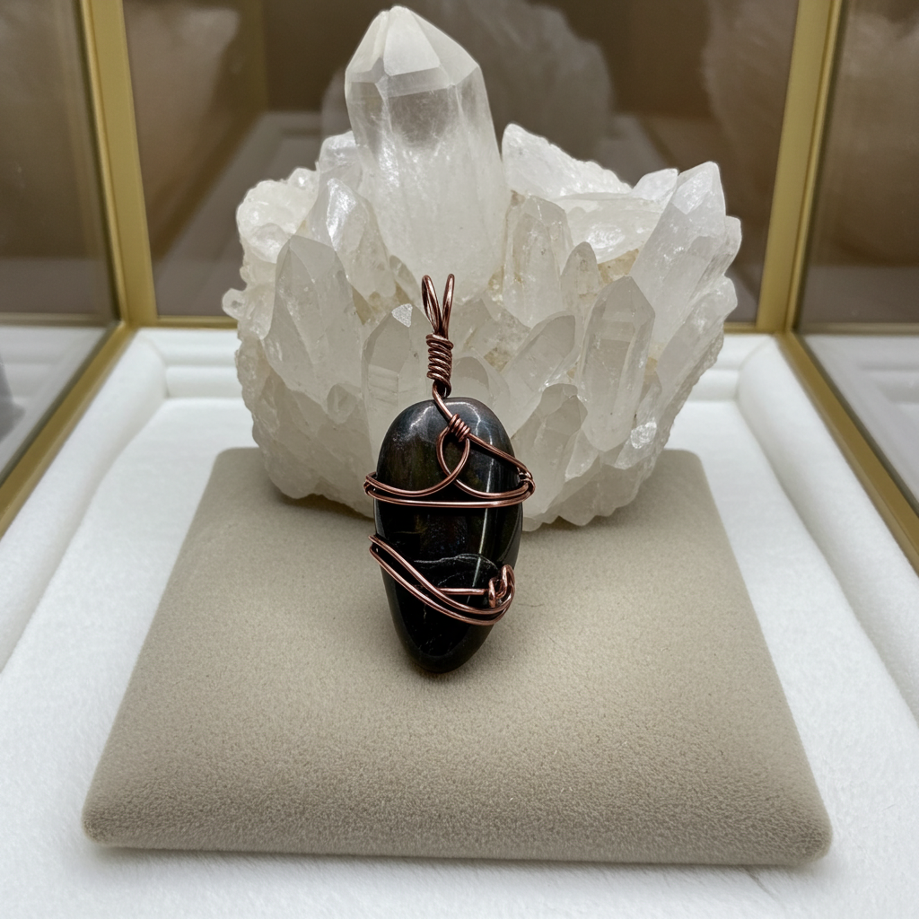 Blue Tiger Eye Wire Wrapped Pendants - Connie’s Crystals 