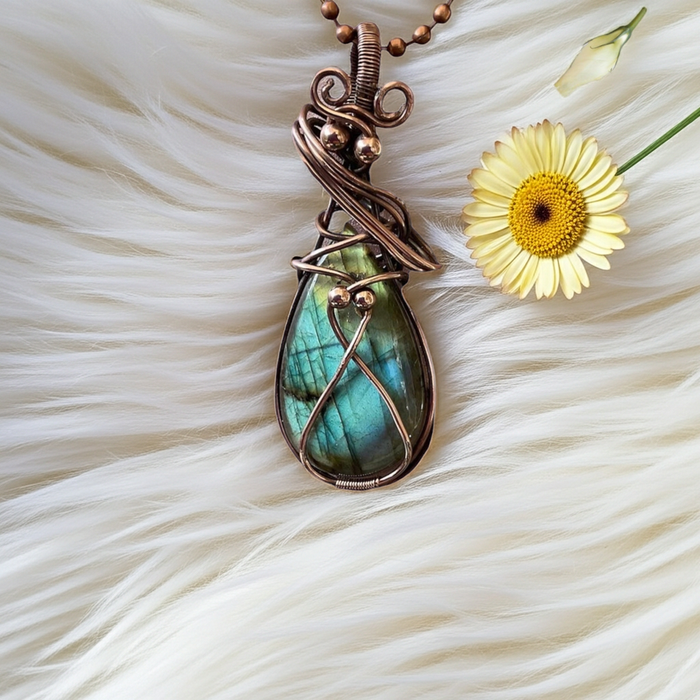 Wire Wrapped Labradorite Pendant - Connie’s Crystals 