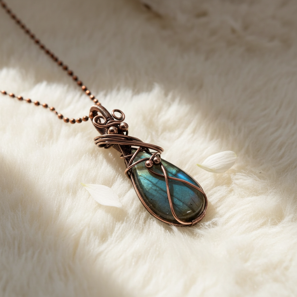 Wire Wrapped Labradorite Pendant - Connie’s Crystals 