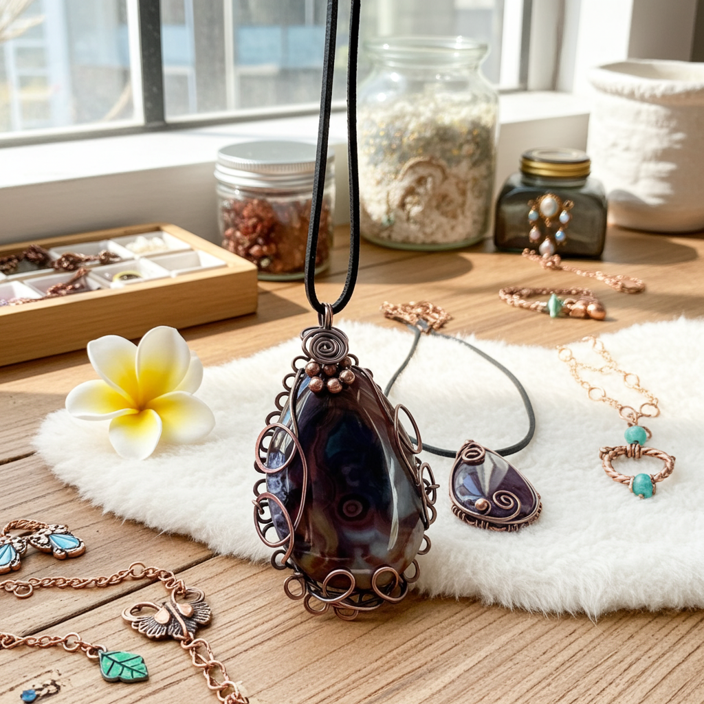 Large Druzy Geode Madagascan Agate Wire Wrapped Pendant - Connie’s Crystals 