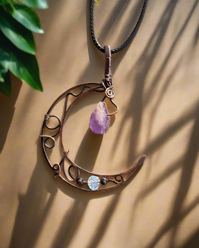 Amethyst Crescent Moon Pendant