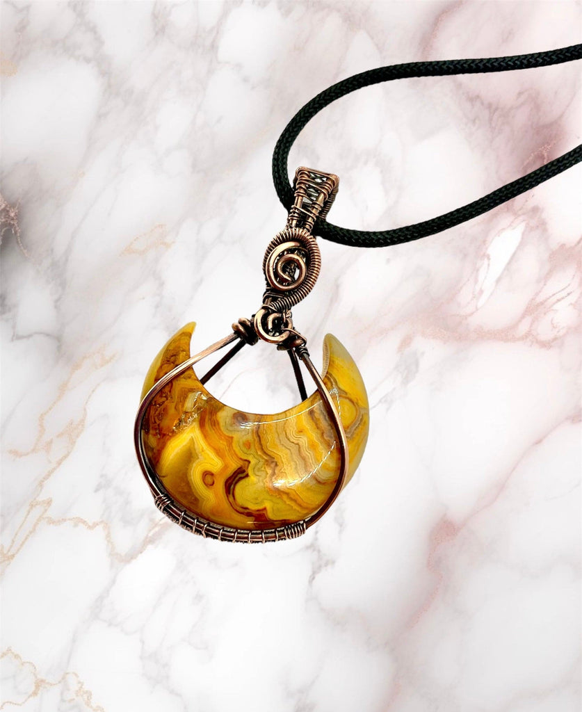 Gemstone Crescent Moon Wire Wrapped Pendants