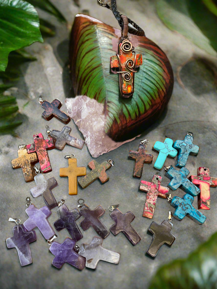 Mini Gemstone Cross Pendants - Connie’s Crystals 