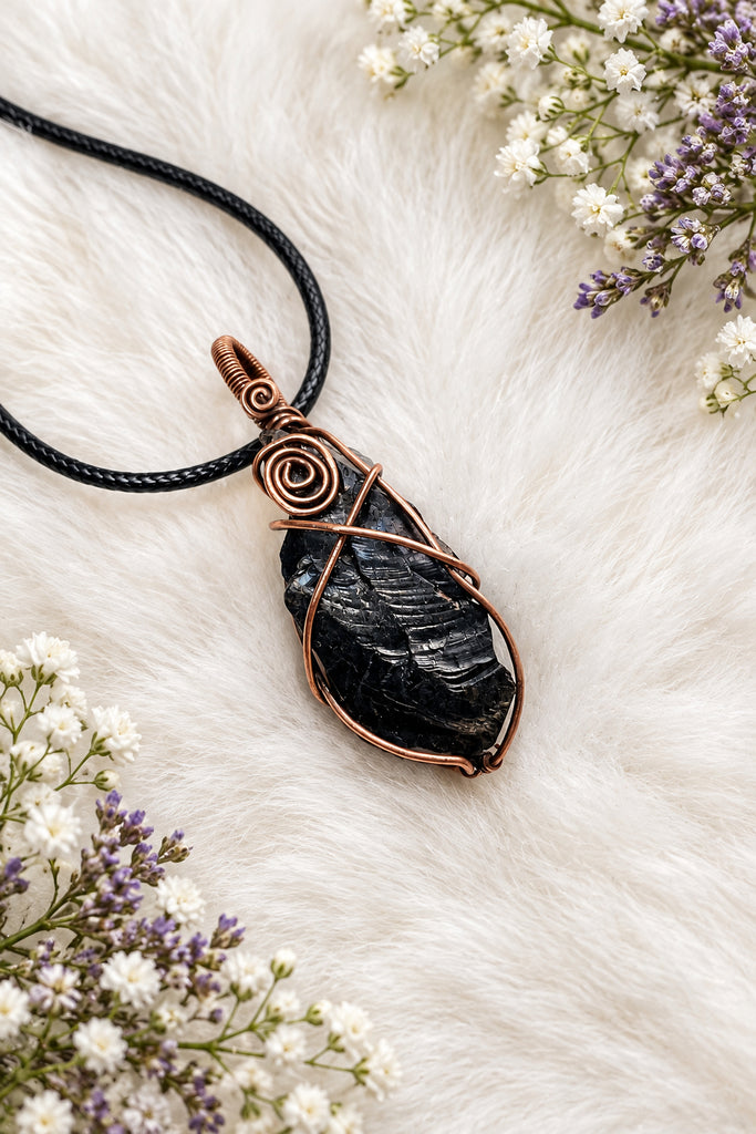 Noble Shungite Pendant Wrapped in Copper