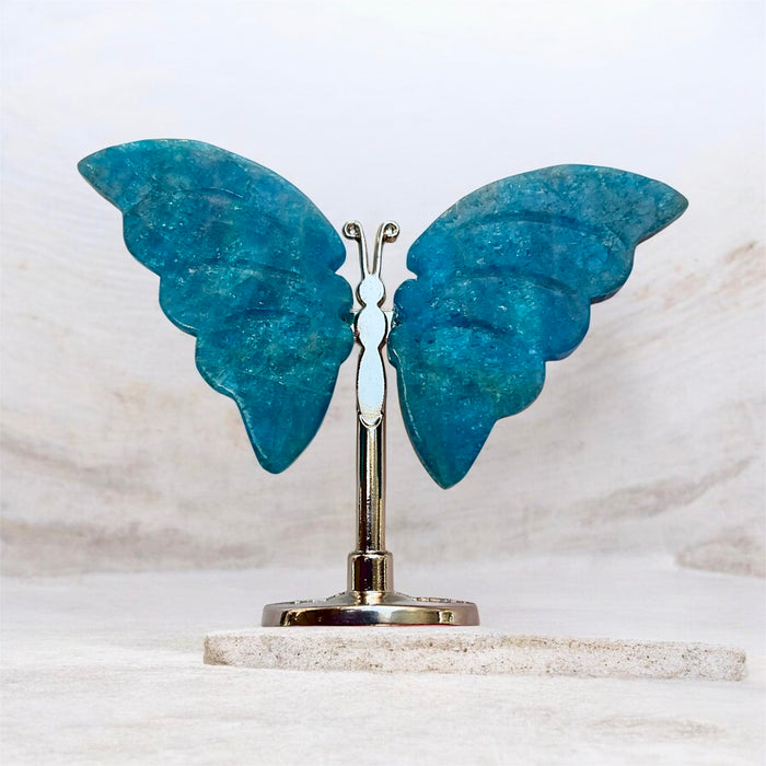 Blue Apatite Butterfly on Stand
