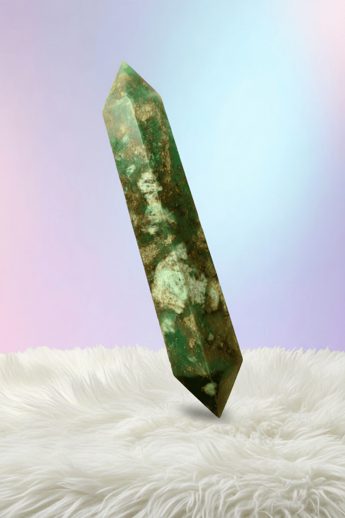 Rainforest Jasper Double Terminated Wand – 95mm Healing Crystal for Grounding & Transformation