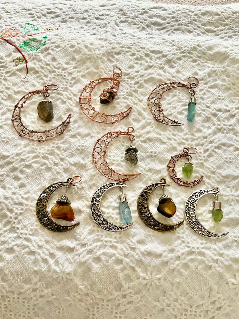 Crescent Moon Crystal Pendants