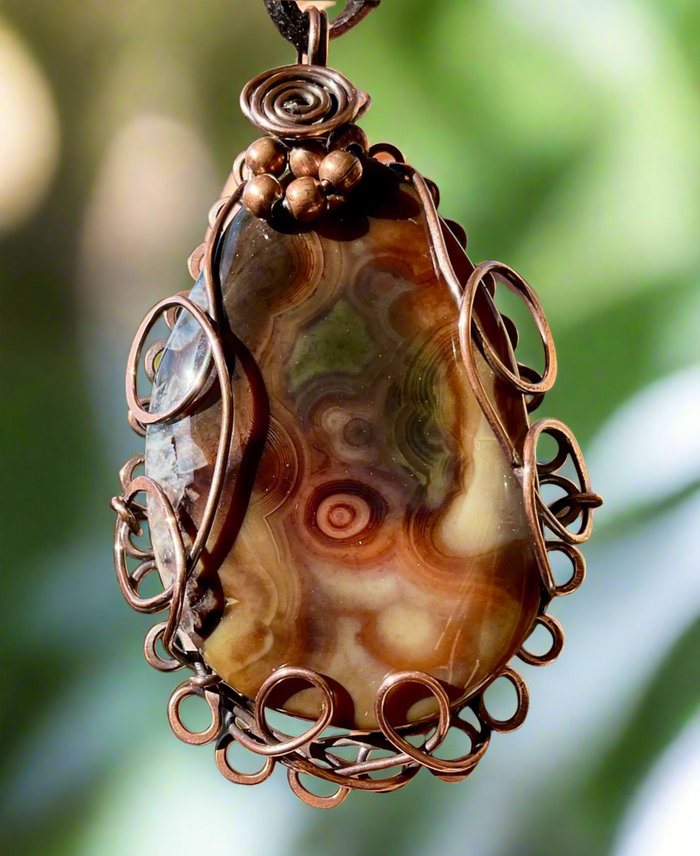 Large Druzy Geode Madagascan Agate Wire Wrapped Pendant - Connie’s Crystals 