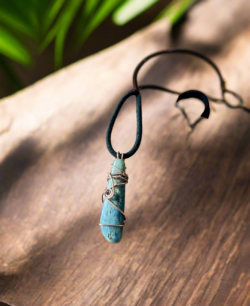 Blue Kyanite Blade Wire Wrapped Pendant