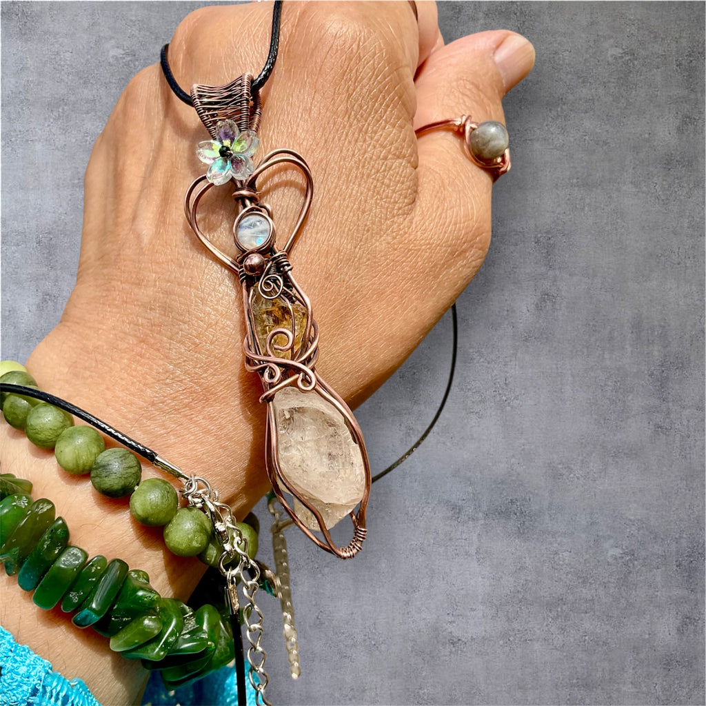 Peach Topaz with Citrine and Moonstone Accents