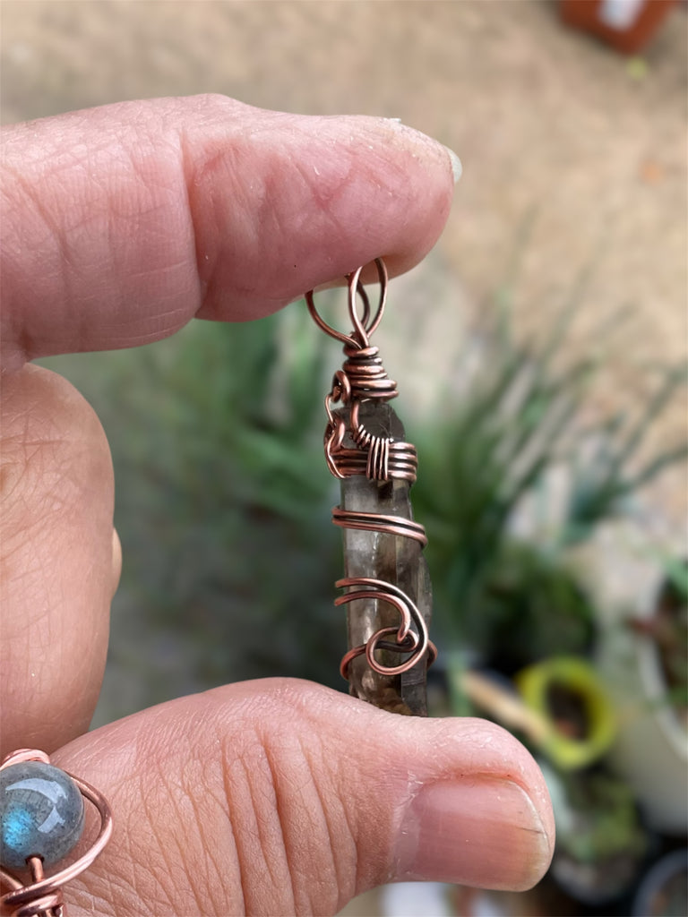 Smokey Lemurian Quartz Wire Wrapped Point