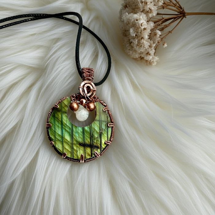 Labradorite Crescent Moon with Moonstone Accent - Connie’s Crystals 