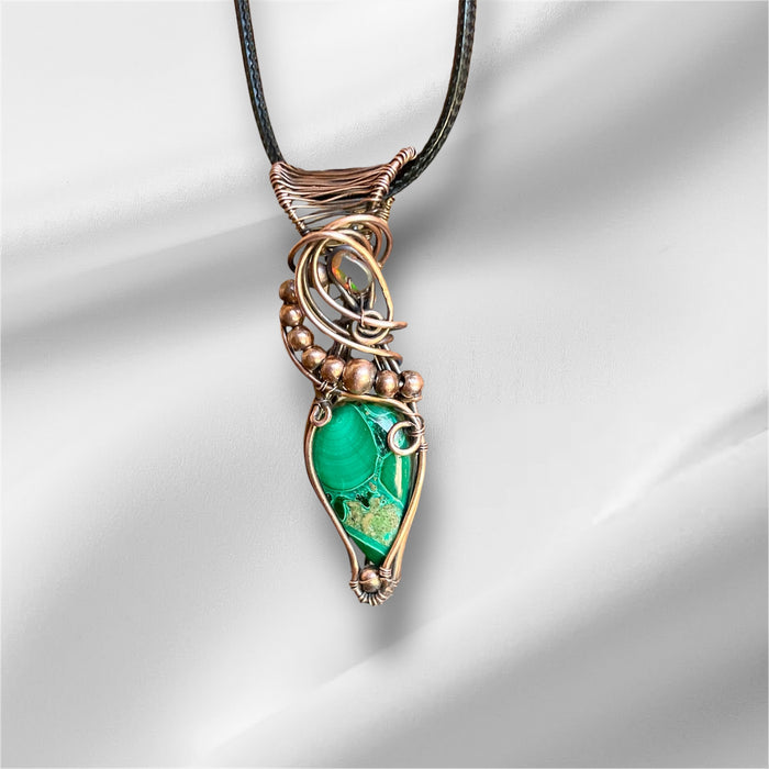 Chrysocolla in Malachite With Black Ethiopian Opal