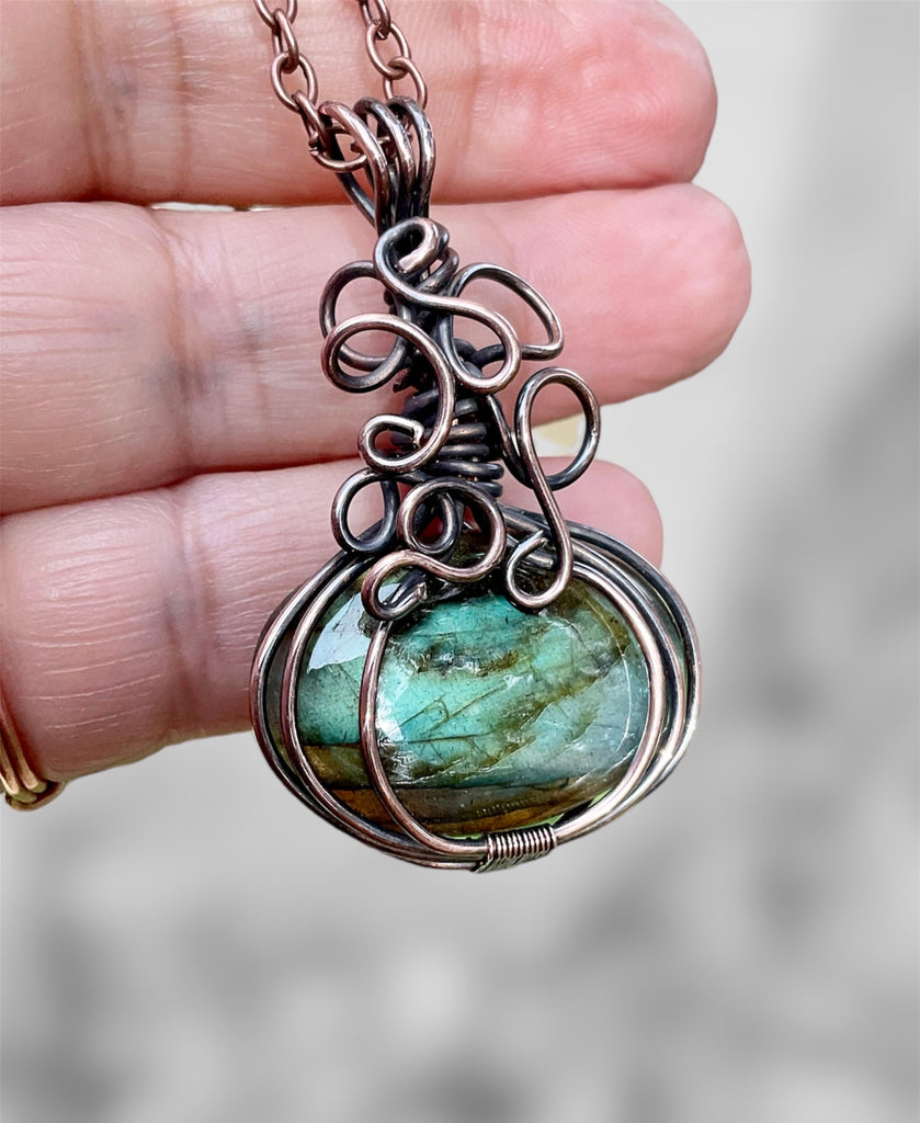 Labradorite Halloween Pumpkin Pendants - Connie’s Crystals 