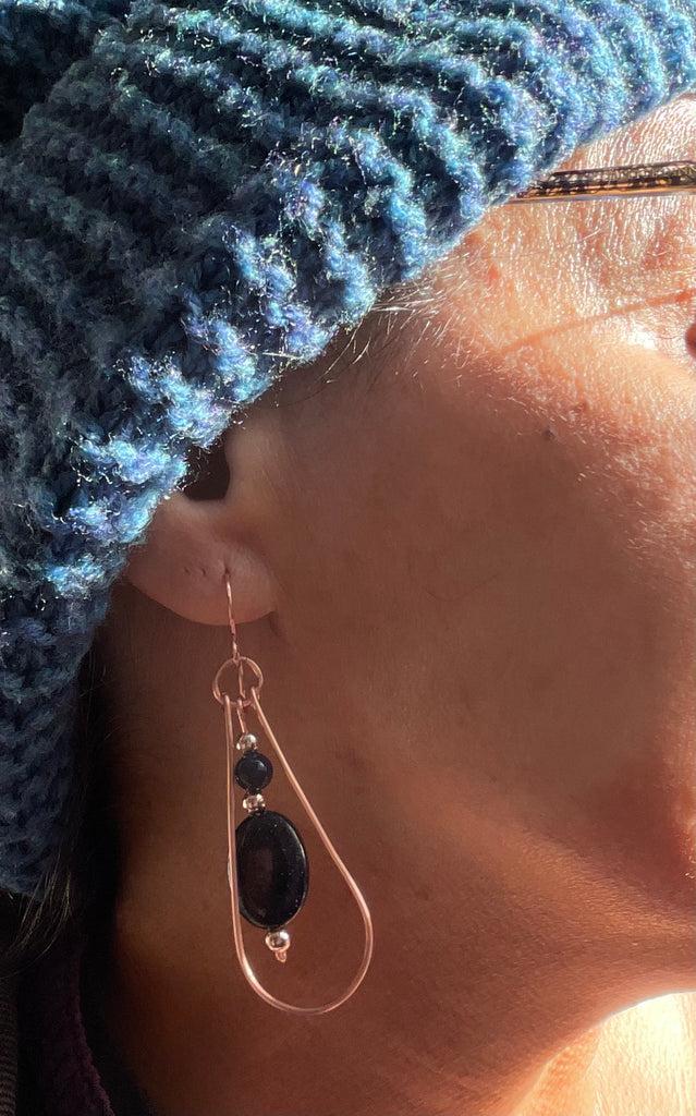 Blue Galaxy Stone Dangle Earrings