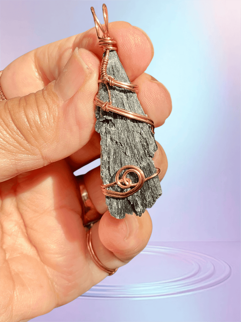 Black Kyanite Wire Wrapped Pendant