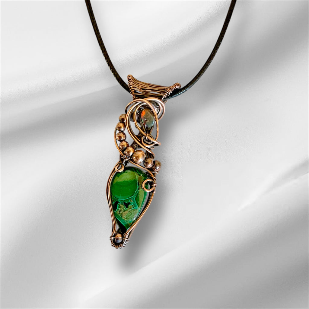 Chrysocolla in Malachite With Black Ethiopian Opal