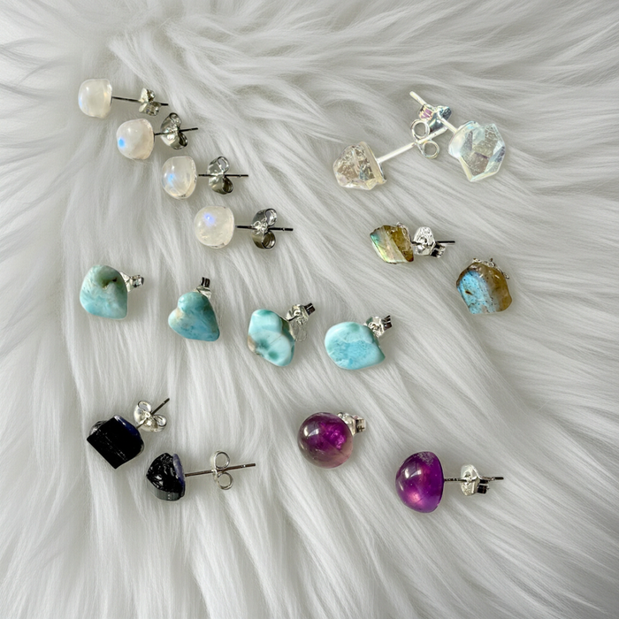 Sterling Silver Gemstone Stud Earrings