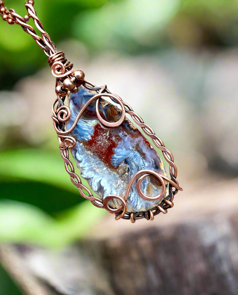 Druzy Geode Agate Wire Wrapped Pendant - Connie’s Crystals 