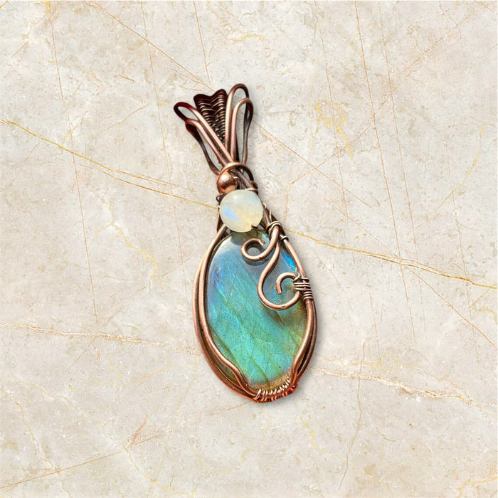 Labradorite Pendant with Moonstone Accent