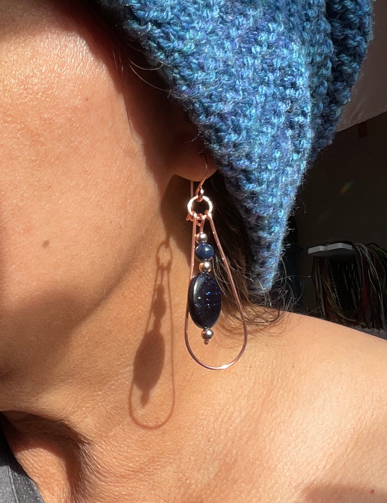 Blue Galaxy Stone Dangle Earrings