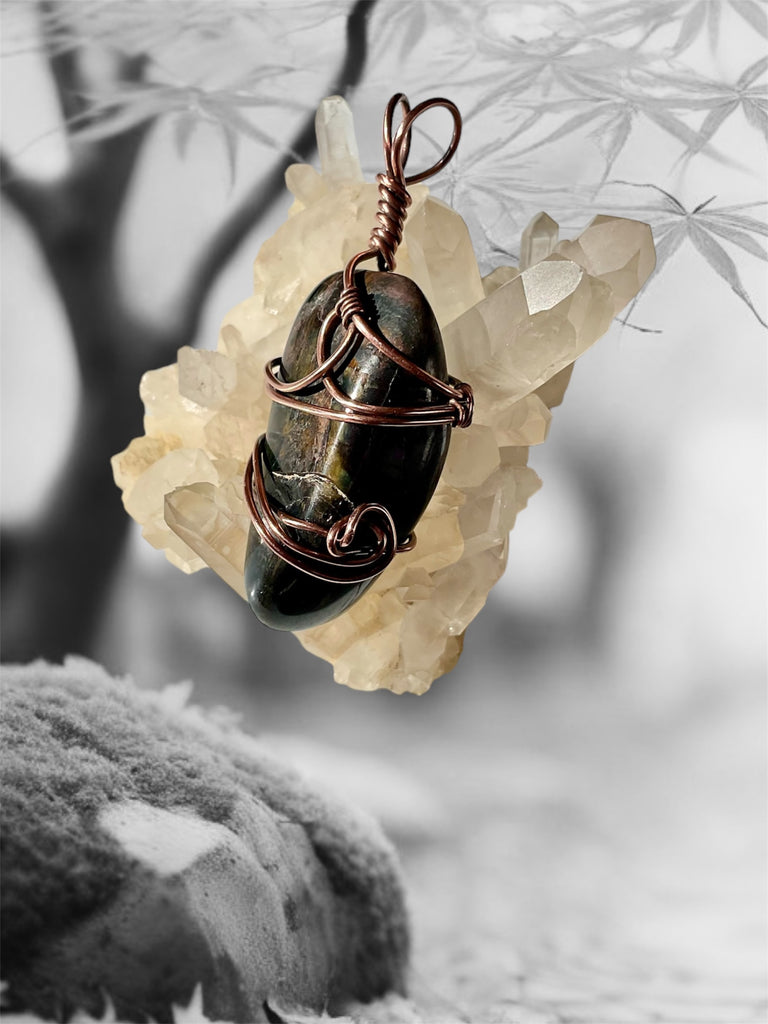 Blue Tiger Eye Wire Wrapped Pendants