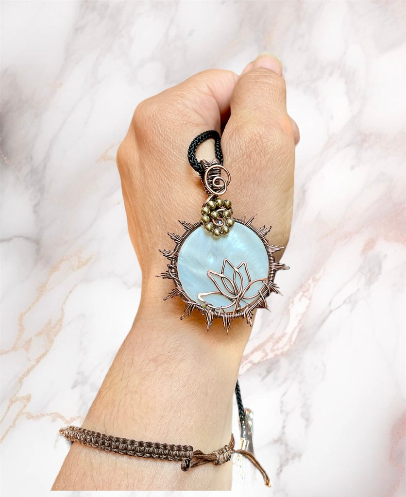 Mother of Pearl Lotus Sun Pendants