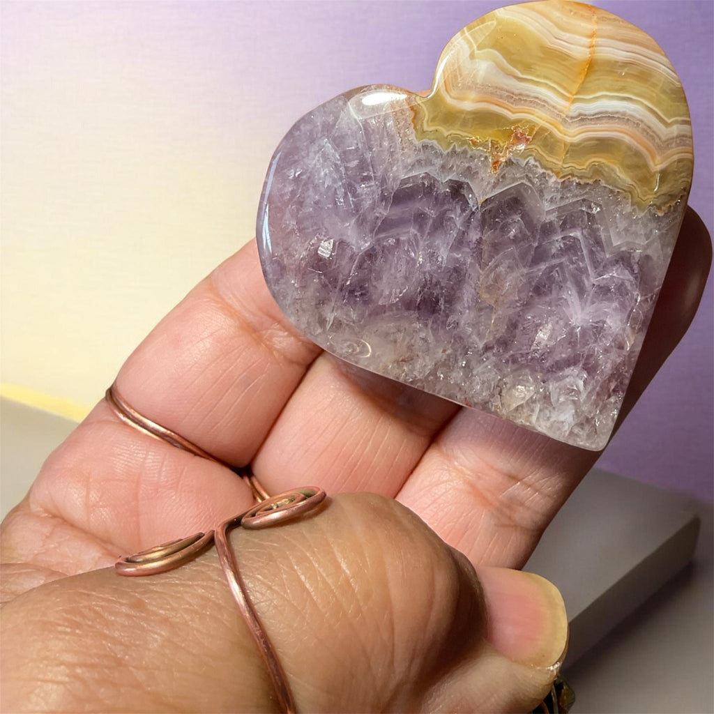 Auralite Amethyst Crystal Hearts