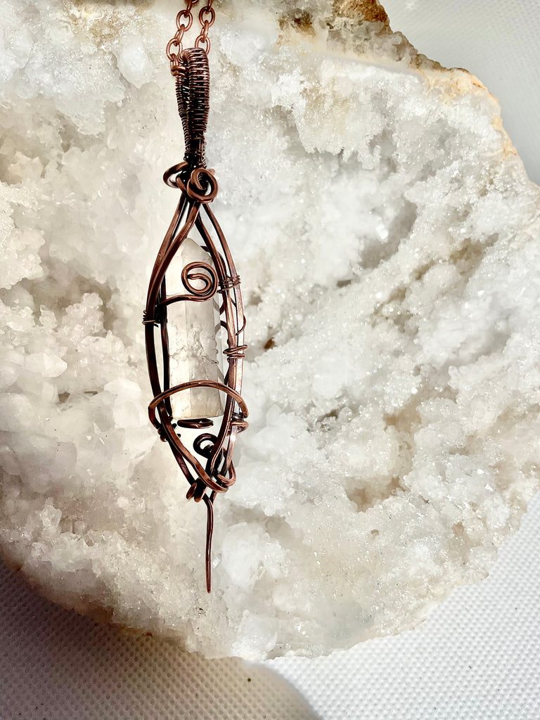 Clear Quartz Point Wire Wrapped Pendant - Connie’s Crystals 