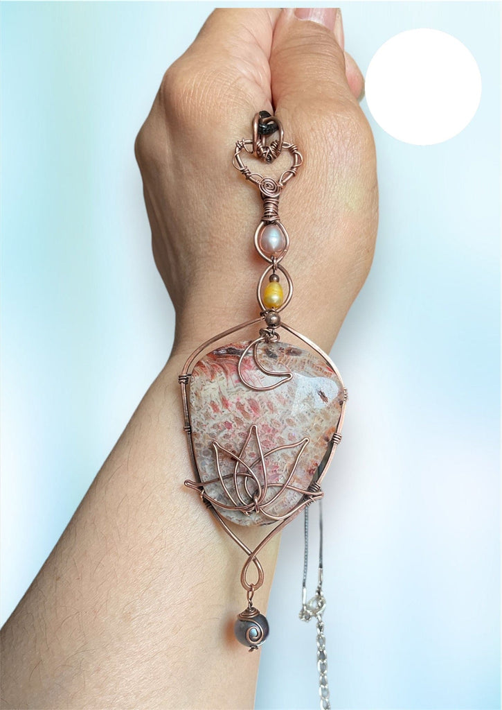 Coral Fossil Pendant with Fresh Water Pearls
