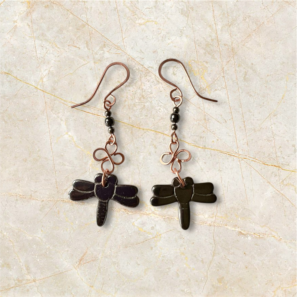 Haematite Dangle Flower Earrings