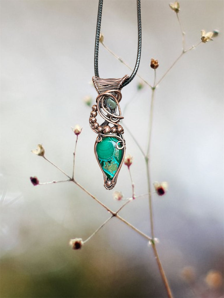 Chrysocolla in Malachite With Black Ethiopian Opal
