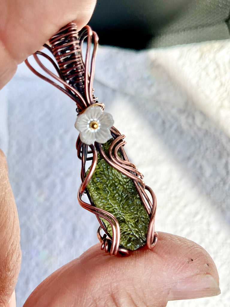 Moldavite Pendants | Handcrafted Copper Wire Wrapped