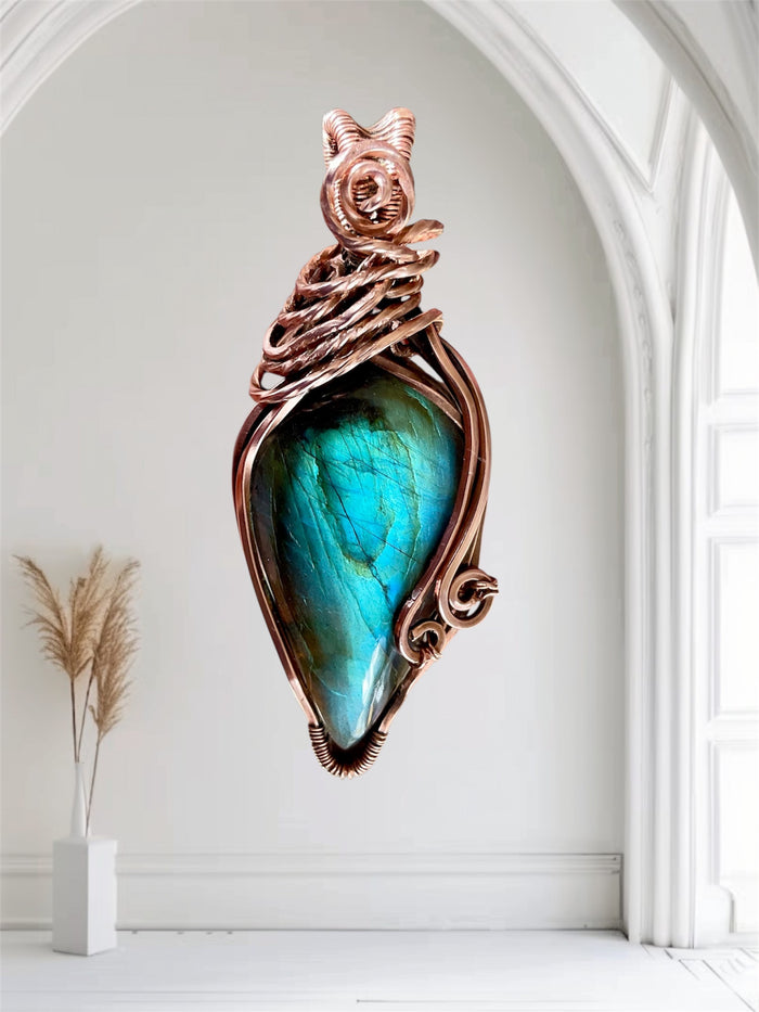 Labradorite Pear Shaped Wire Wrapped Pendant