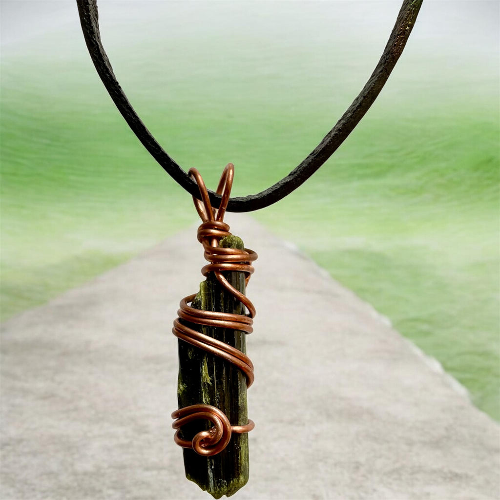 Black Tourmaline & Epidote in Black Tourmaline Pendants