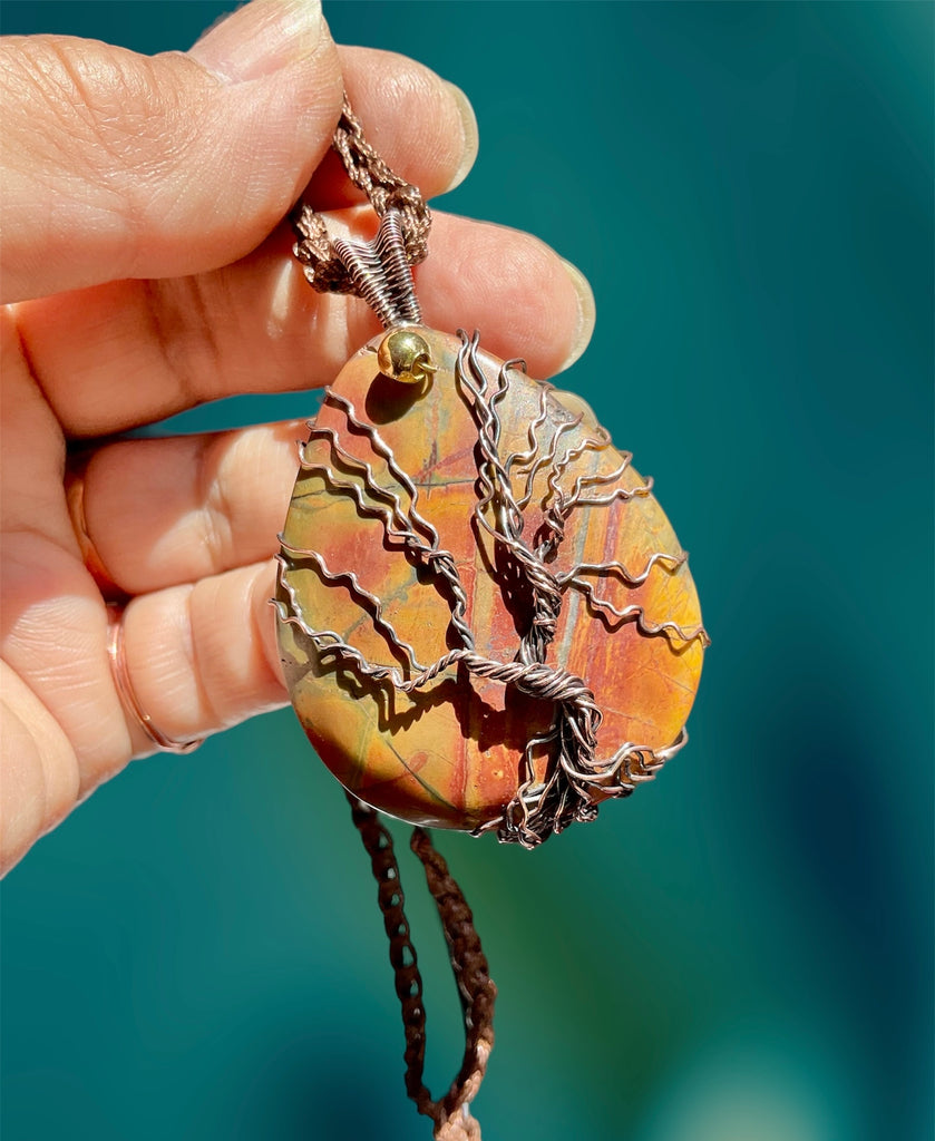 Cherry Creek Jasper Wire Wrapped Tree Of Life Pendant - Connie’s Crystals 