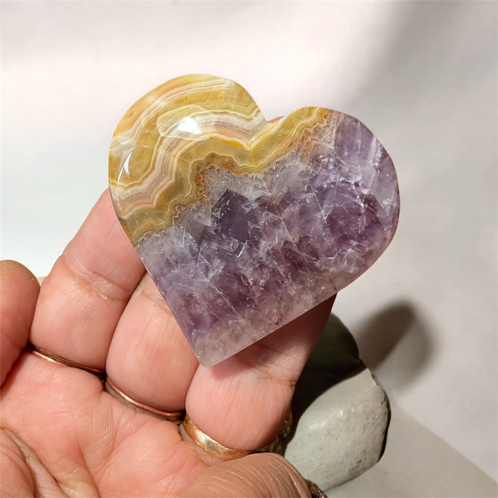 Auralite Amethyst Crystal Hearts