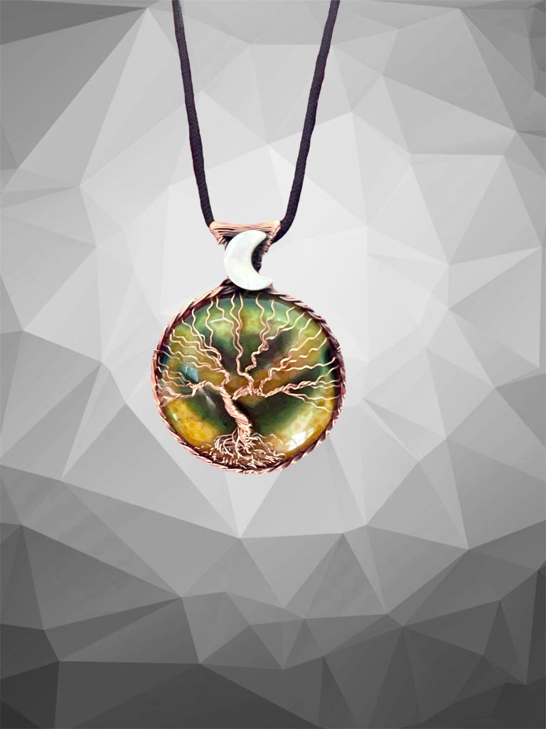 Fire Agate Tree of Life Pendant