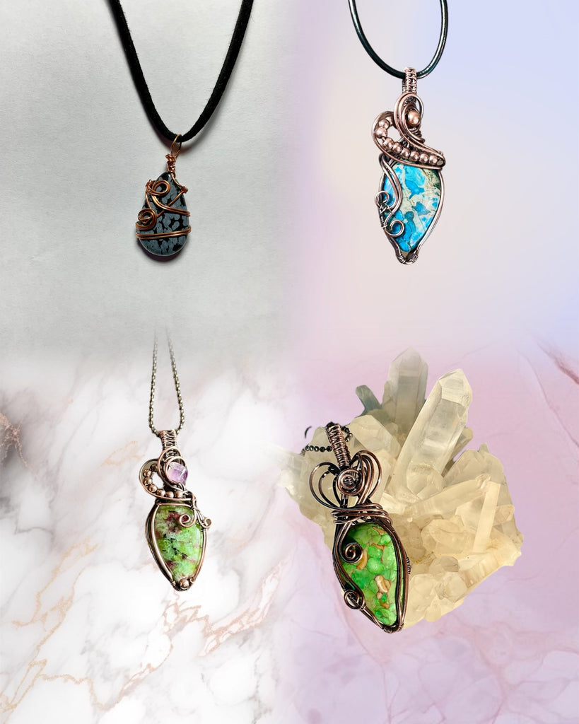 Pear Shaped Crystal Wire Wrapped Pendants - Connie’s Crystals 